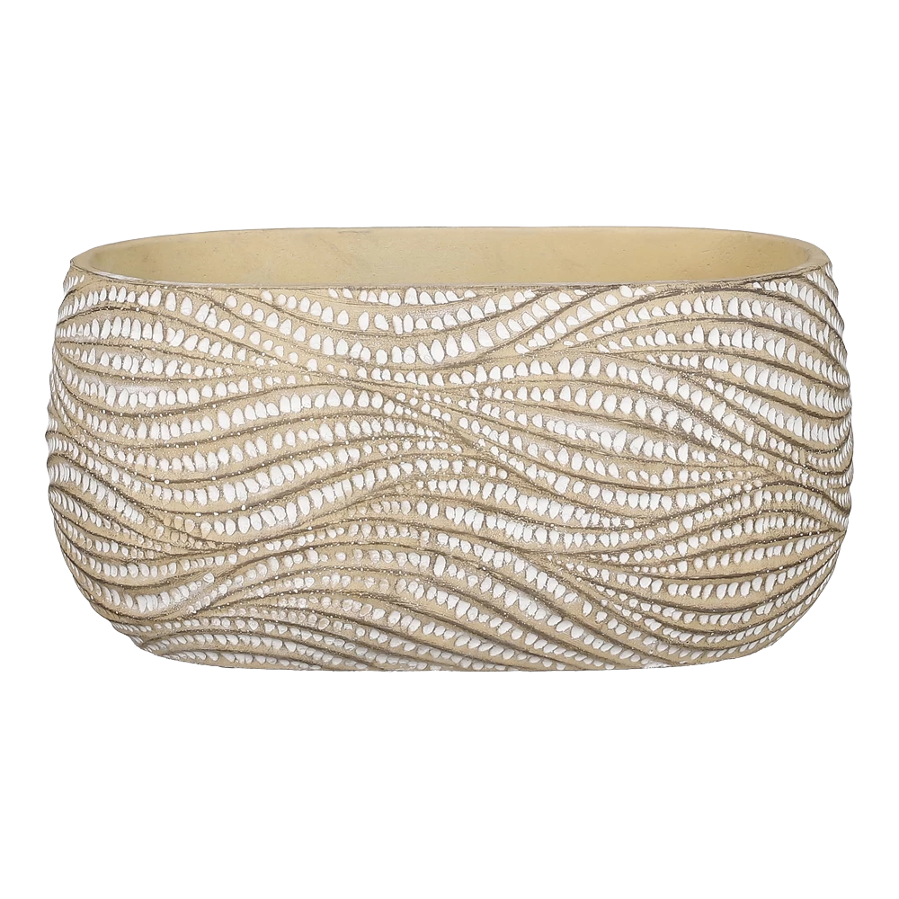 Bloempot Hendrick Ovaal - L24,5 X B14,5 X H11,5 - Creme