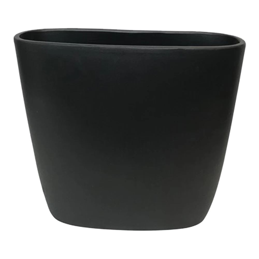 Bloempot Shanon Ovaal - L38 X B16 X H38cm - Mat Zwart 1 Bloempot Shanon Ovaal - L38 X B16 X H38cm - Mat Zwart