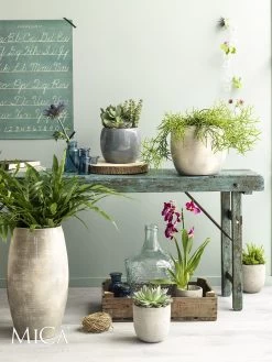 Tuin Buitenwinkel -Tuin Buitenwinkel lester vaas rond lgrijs h70xd39cm bloempot 6 12