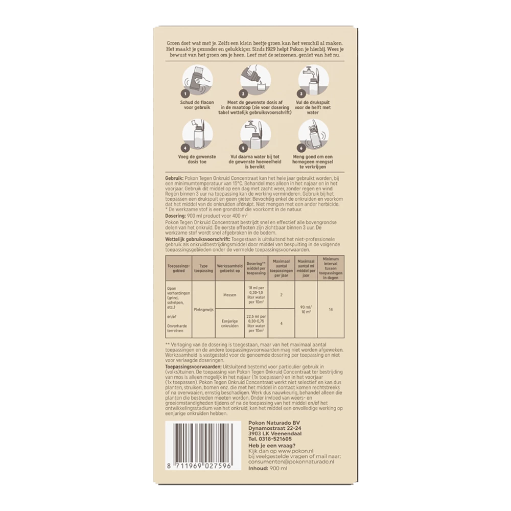 Pokon Tegen Onkruid Concentraat 900ml OP=OP - Onkruid En Aanslag 2 Pokon Tegen Onkruid Concentraat 900ml OP=OP - Onkruid En Aanslag - Afbeelding 2