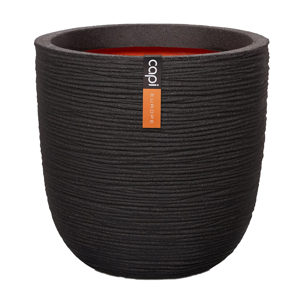 Capi Bloempot Bol Nature Rib NL - D55 X H53cm - Zwart 2 Capi Bloempot Bol Nature Rib NL - D55 X H53cm - Zwart - Afbeelding 2