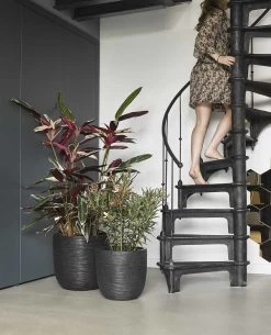 Capi Bloempot Bol Nature Rib NL - D55 X H53cm - Zwart