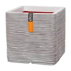 Tuin Buitenwinkel 23 Capi Plantenbak Vierkant Nature Rib NL - L40 X B40 X H40cm - Ivoor